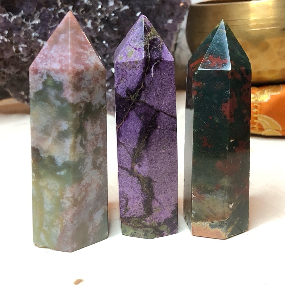 Ocean Jasper x2 & Stichtite Towers